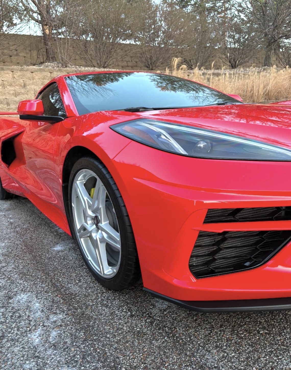Glossy red Corvette after detailing