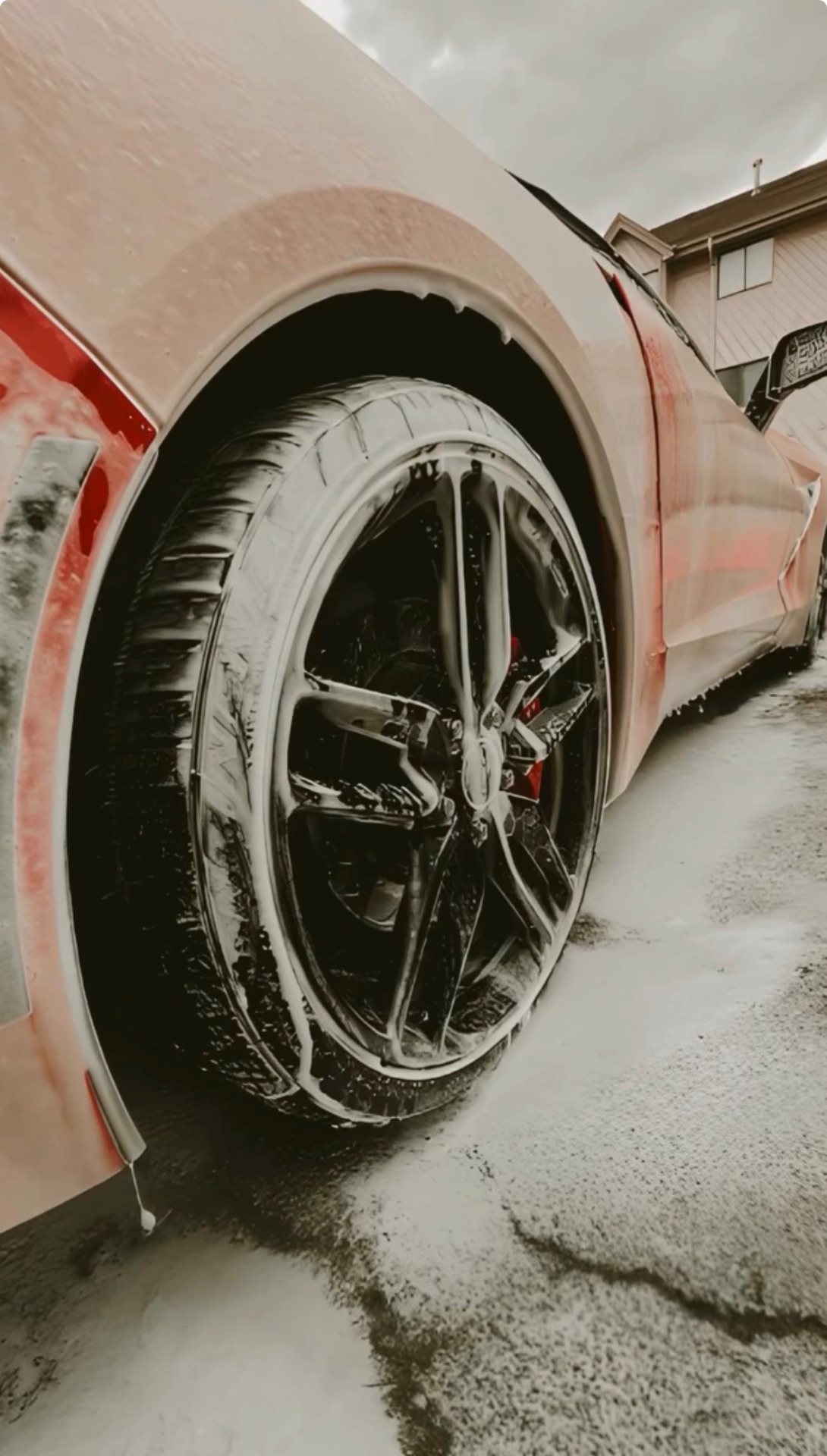 Foam wash on wheel